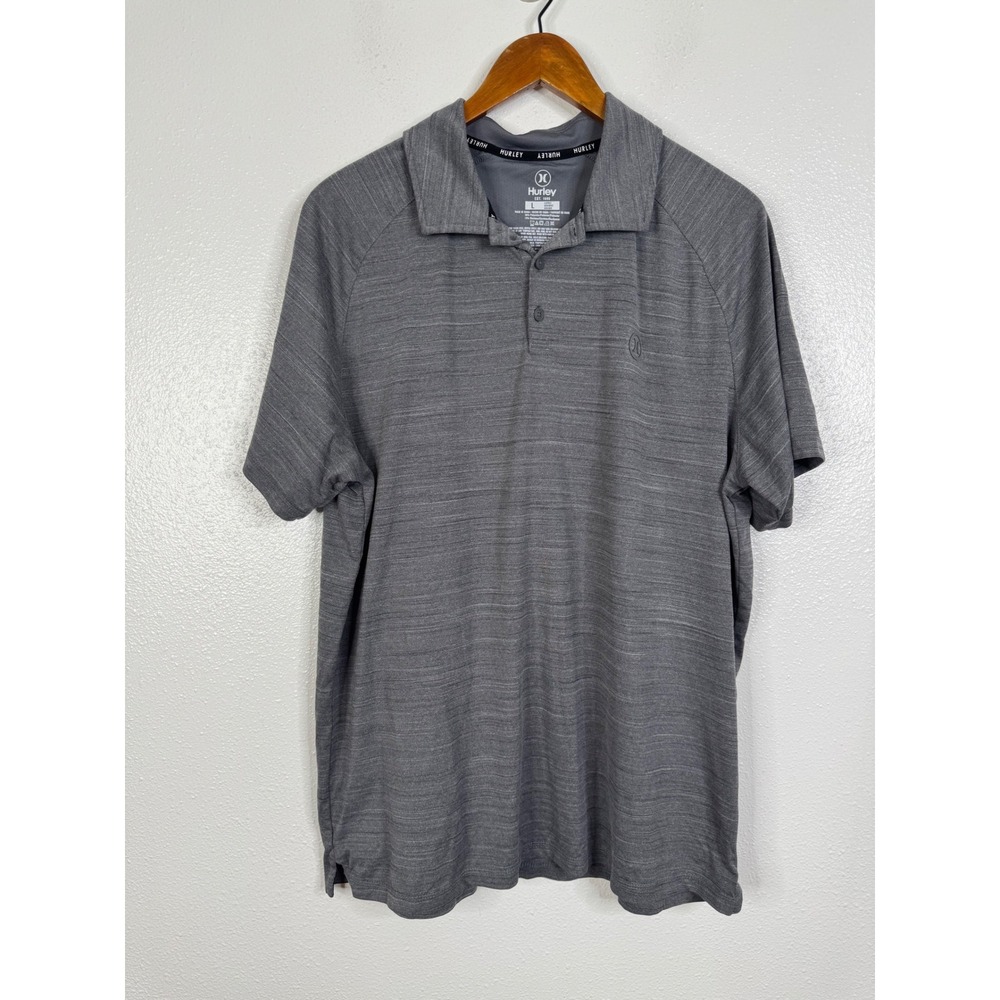 Hurley Mens Polo Shirt Large Gray Heather Space Dye Short Sleeve Performance L